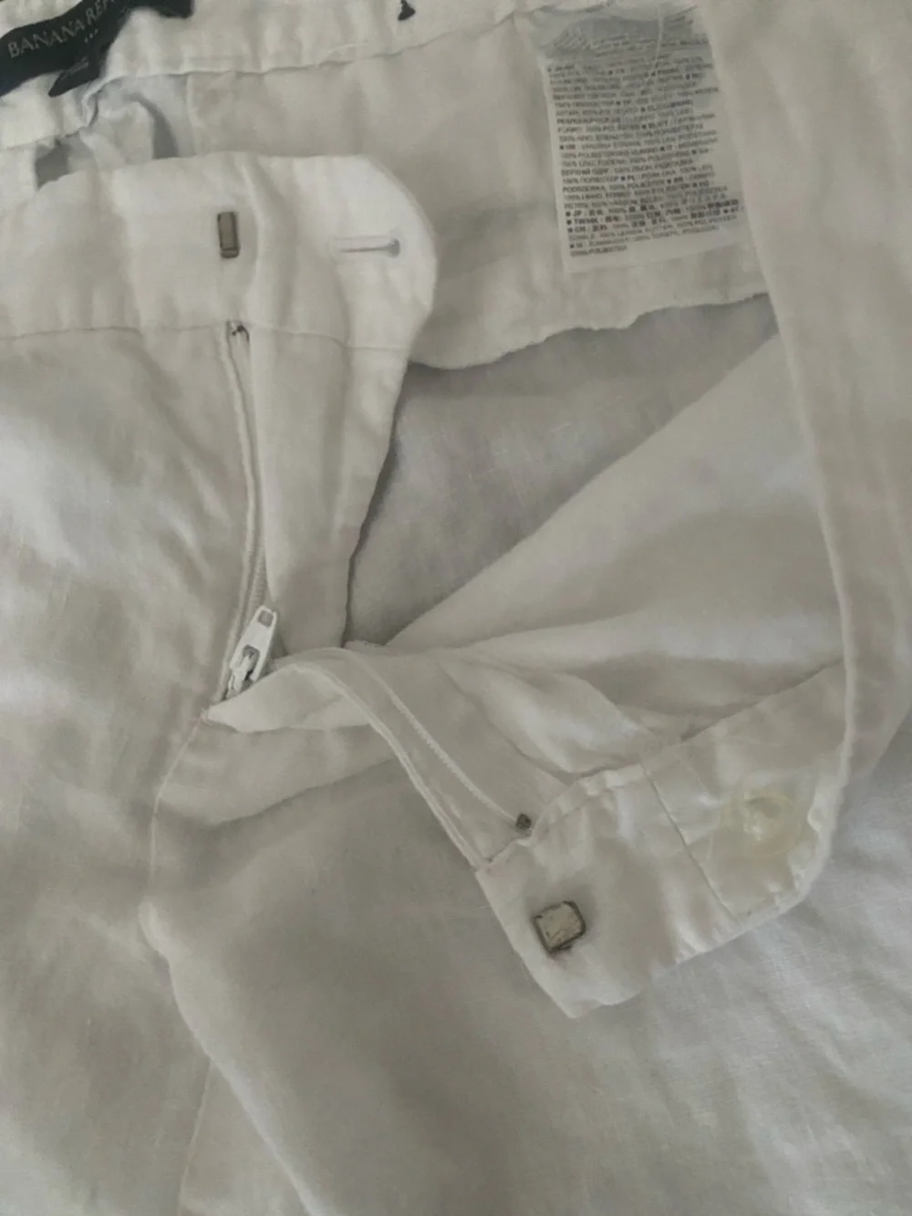 BANANA REPUBLIC Women Slim Crop Legs 100% Linen White Pants | 4